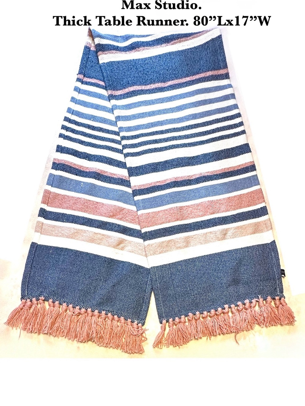 Max Studio Home Striped Tassel Table Runner